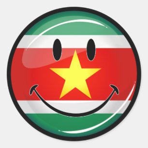 Suriname-Flag Lächeln des Gesichts Runder Aufkleber