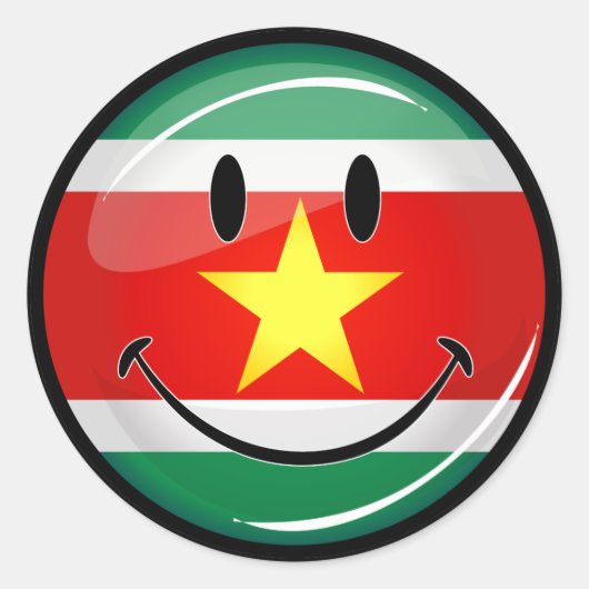 Suriname-Flag | Lächeln des Gesichts Runder Aufkleber (Vorderseite)