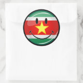 Suriname-Flag | Lächeln des Gesichts Runder Aufkleber (Tasche)
