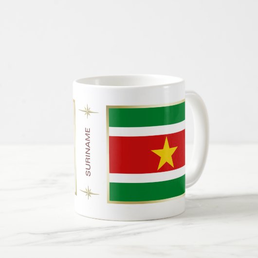 Suriname Flag + Map-Tasse Kaffeetasse (VorderseiteRechts)