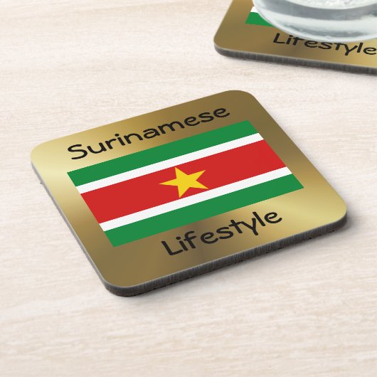 Suriname-Flag+Text-Untersetzer Untersetzer (Linke Seite)