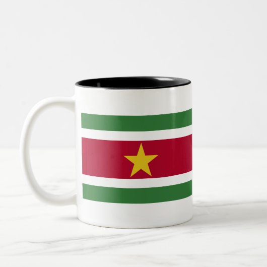 Suriname-Flag Zweifarbige Tasse (Links)