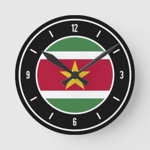 Suriname Flagge Elegant Runde Wanduhr