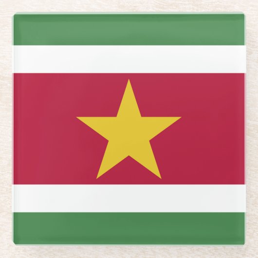 Suriname-Flagge Glasuntersetzer (Vorderseite)