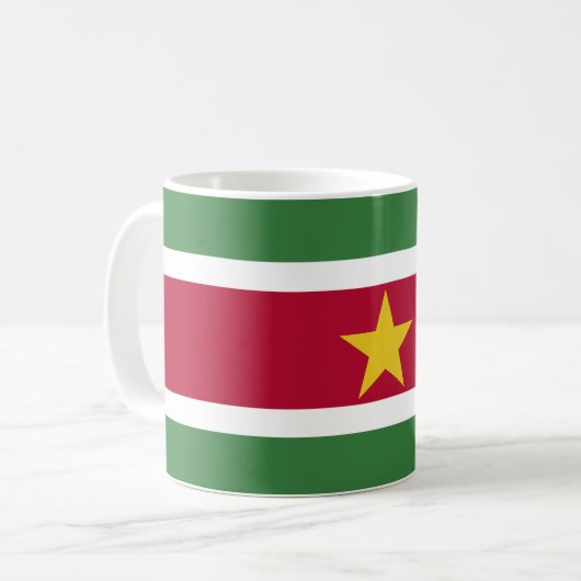 Suriname-Flagge Kaffeetasse (Vorderseite Links)