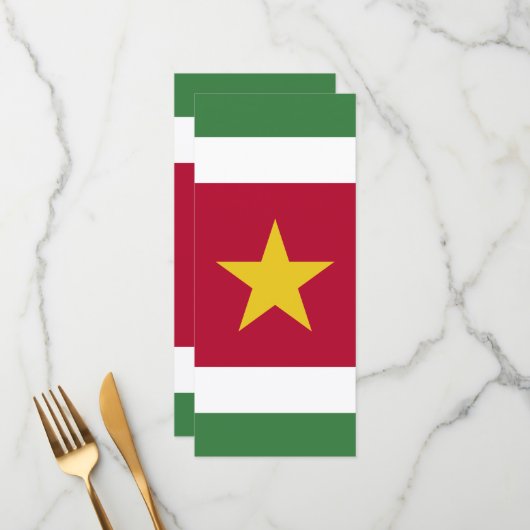 Suriname-Flagge Menükarte (Vorderseite/Rückseite Beispiel)