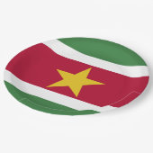 Suriname-Flagge Pappteller (Schrägansicht)