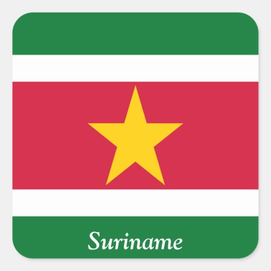 Suriname-Flagge Quadratischer Aufkleber (Vorderseite)