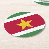 Suriname-Flagge Runder Pappuntersetzer (Angewinkelt)