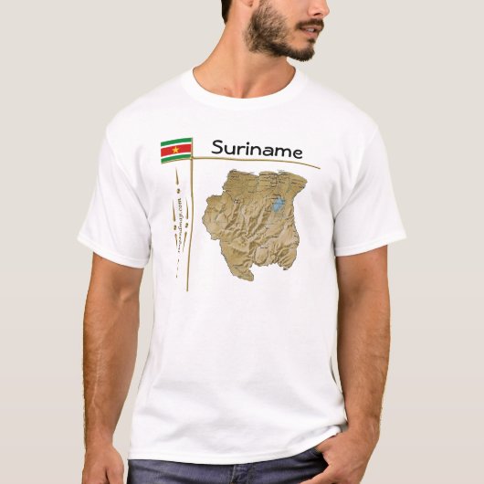Suriname Map + Flag + Titel T - Shirt (Vorderseite)