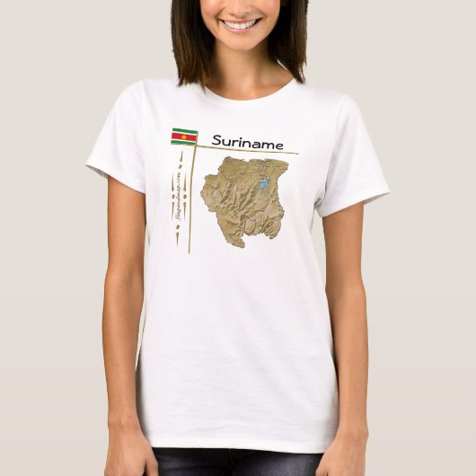 Suriname Map + Flag + Titel T - Shirt (Vorderseite)