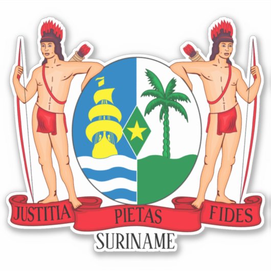 Suriname National Coat of Arms Patriotic Aufkleber (Vorderseite)