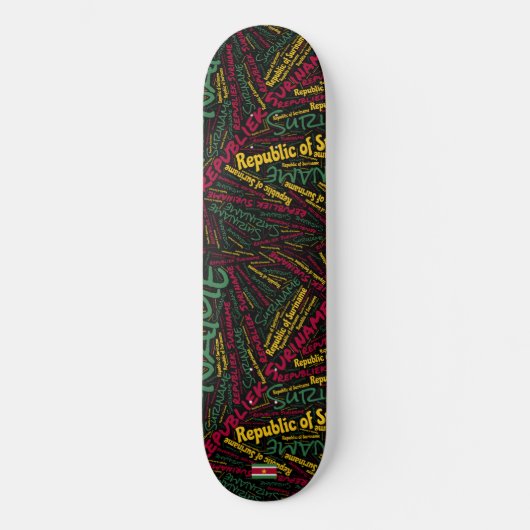 Suriname Nationaler Stolz Wortwolke Skateboard (Vorderseite)