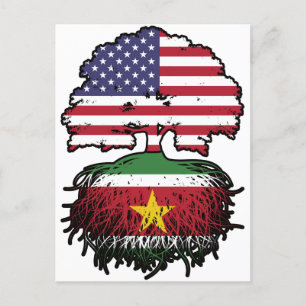 Suriname Surinamese American USA Tree Roots Flag Postkarte