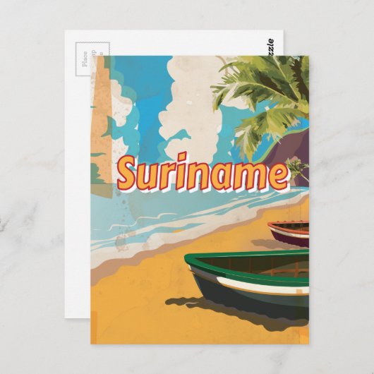 Suriname Vintager Urlaub Poster Postkarte (Vorne/Hinten)
