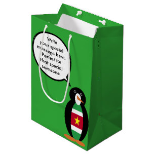 Surinamese Flagge Sprechende Frau Penguin Personal Mittlere Geschenktüte