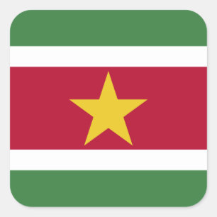 Surinamische Flagge, Flagge von Suriname Quadratischer Aufkleber