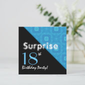 SURPRISE 18. Geburtstag Aqua Diagonal Muster F201 Einladung (Stehend Vorderseite)