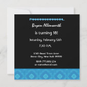 SURPRISE 18. Geburtstag Aqua Diagonal Muster F201 Einladung (Rückseite)