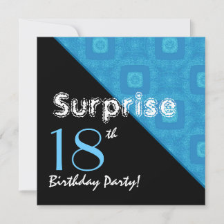 SURPRISE 18. Geburtstag Aqua Diagonal Muster F201 Einladung