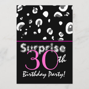 SURPRISE 30. Geburtstag Black Leopard Confetti Einladung