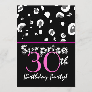 SURPRISE 30. Geburtstag Black Leopard Confetti Einladung