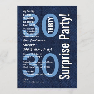 SURPRISE 30. Geburtstag Modernes Royal Blue R601 Einladung