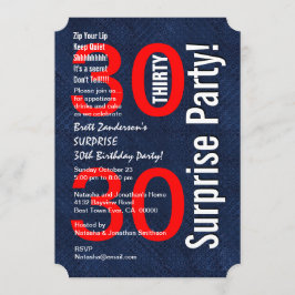 SURPRISE 30. Geburtstag Modernes Royal Blue R601A Einladung