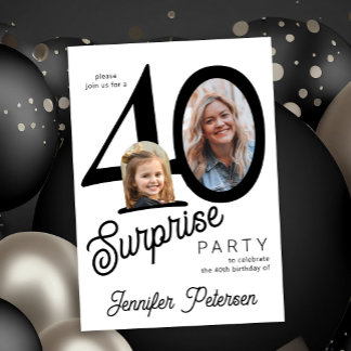 Surprise 40 modern 2 photo 40th birthday  einladung