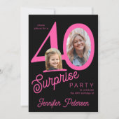 Surprise 40 modern 2 photo 40th birthday einladung (Vorderseite)