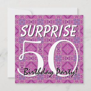 SURPRISE 50. Geburtstag Magenta und Lila V012 Einladung