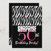 SURPRISE 50. Geburtstagsparty Modernes Zebra Einladung (Vorne/Hinten)
