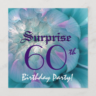 SURPRISE 60. Geburtstag Blau und Lila Dahlia W076 Einladung