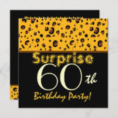 SURPRISE 60. Geburtstag Trendy Gold Black Leopard Einladung (Vorne/Hinten)