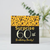 SURPRISE 60. Geburtstag Trendy Gold Black Leopard Einladung (Stehend Vorderseite)