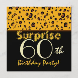 SURPRISE 60. Geburtstag Trendy Gold Black Leopard Einladung