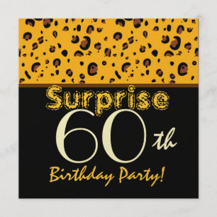 SURPRISE 60. Geburtstag Trendy Gold Black Leopard Einladung