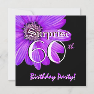 SURPRISE 60. Geburtstagsparty Lila Daisy F201A Einladung