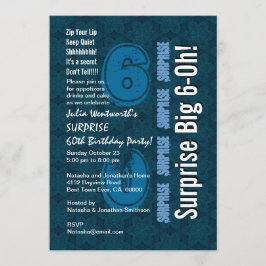 SURPRISE 60. Modern Birthday Blue Stars und White Einladung