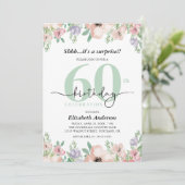 Surprise 60th Birthday Party Elegant Pastel Floral Einladung (Stehend Vorderseite)