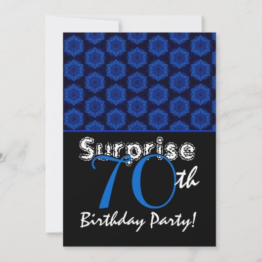 SURPRISE 70. Geburtstag Royal Blue Stars W1448 Einladung (Vorderseite)