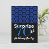 SURPRISE 70. Geburtstag Royal Blue Stars W1448 Einladung (Stehend Vorderseite)