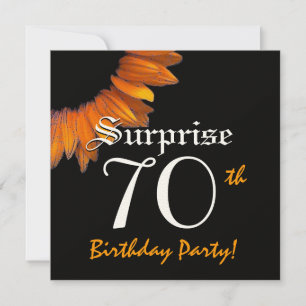 SURPRISE 70. Geburtstagsparty Orange Sonnenblume Einladung