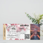 Surprise Birthday Boarding Pass Tokio Sakura Einladung (Stehend Vorderseite)