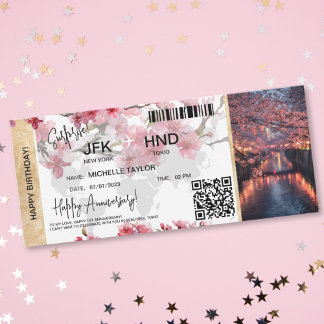 Surprise Birthday Boarding Pass Tokio Sakura Einladung