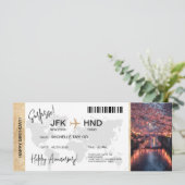 Surprise Birthday Boarding Pass Tokio Trip Ticket Einladung (Stehend Vorderseite)