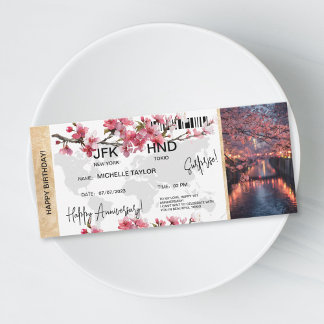 Surprise Birthday Boarding Pass Tokio Trip Ticket Einladung