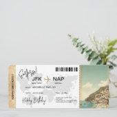 Surprise Birthday Boarding Pass Trip Ticket Einladung (Stehend Vorderseite)