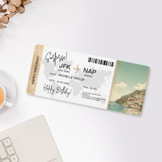 Surprise Birthday Boarding Pass Trip Ticket Einladung