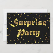 Surprise Birthday Faux Gold Foil Confetti Black Einladung (Vorderseite)